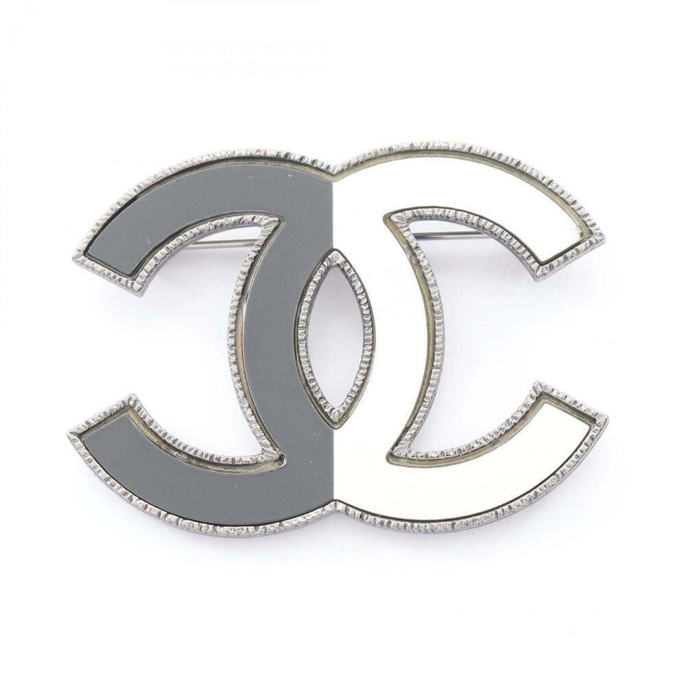 CHANEL Authentic Black Logo Brooch